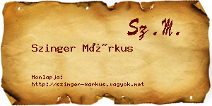 Szinger Márkus névjegykártya